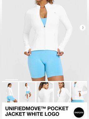 ONERACTIVE Unified Women's white Zip Jacket with Grey Logo